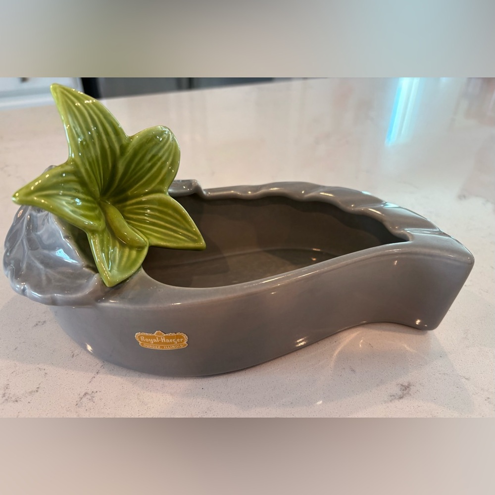 Royal Haeger Gray & Green Ceramic/Ashtray Vase (R1295) Great Condition - Picture 4 of 11